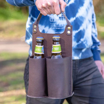 Faux Leather Bottle Carrier   