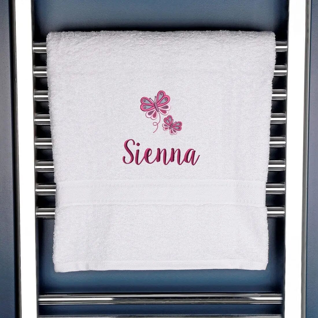 Girl's Personalised Butterfly Bath Towel - Duncan Stewart 1978 Egyptian-White Duncan Stewart 1978