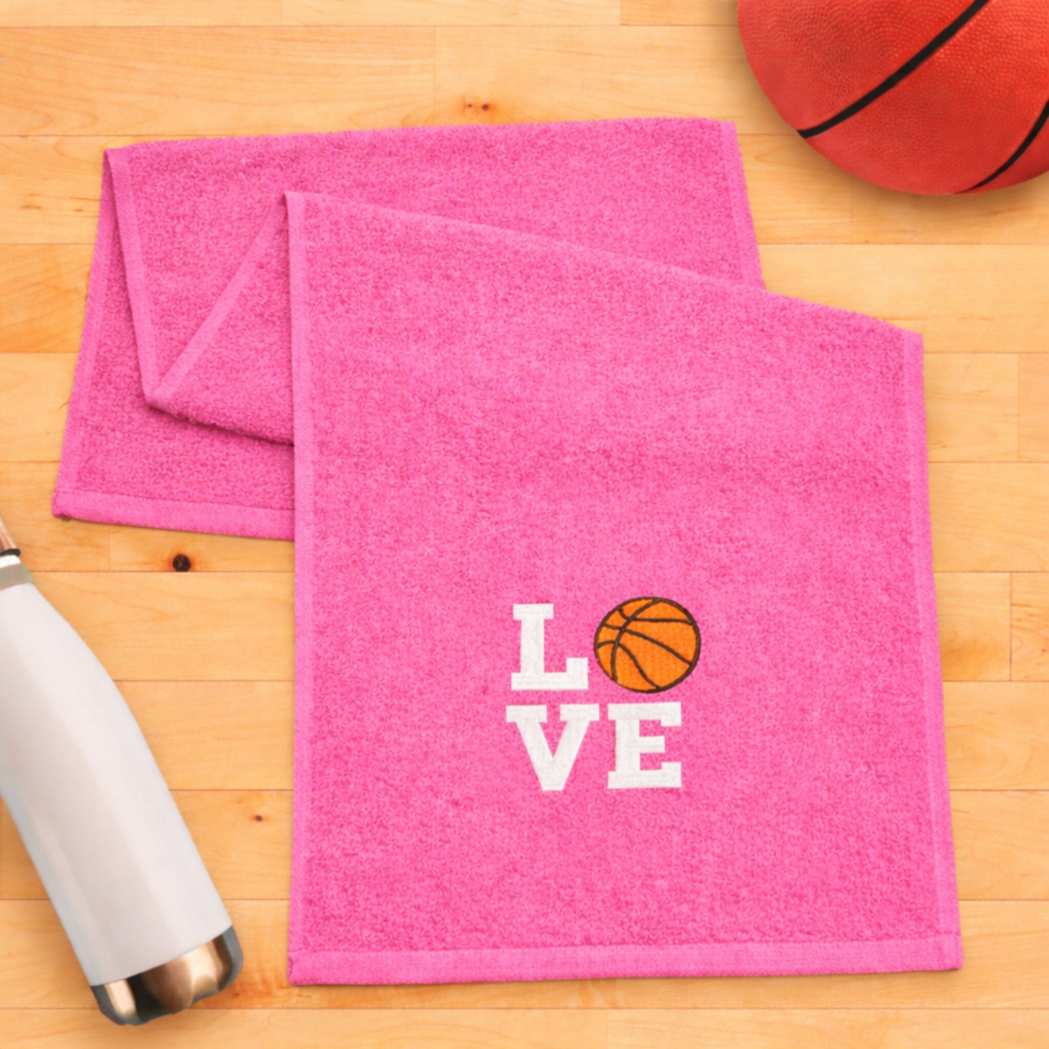 pink basketball towel