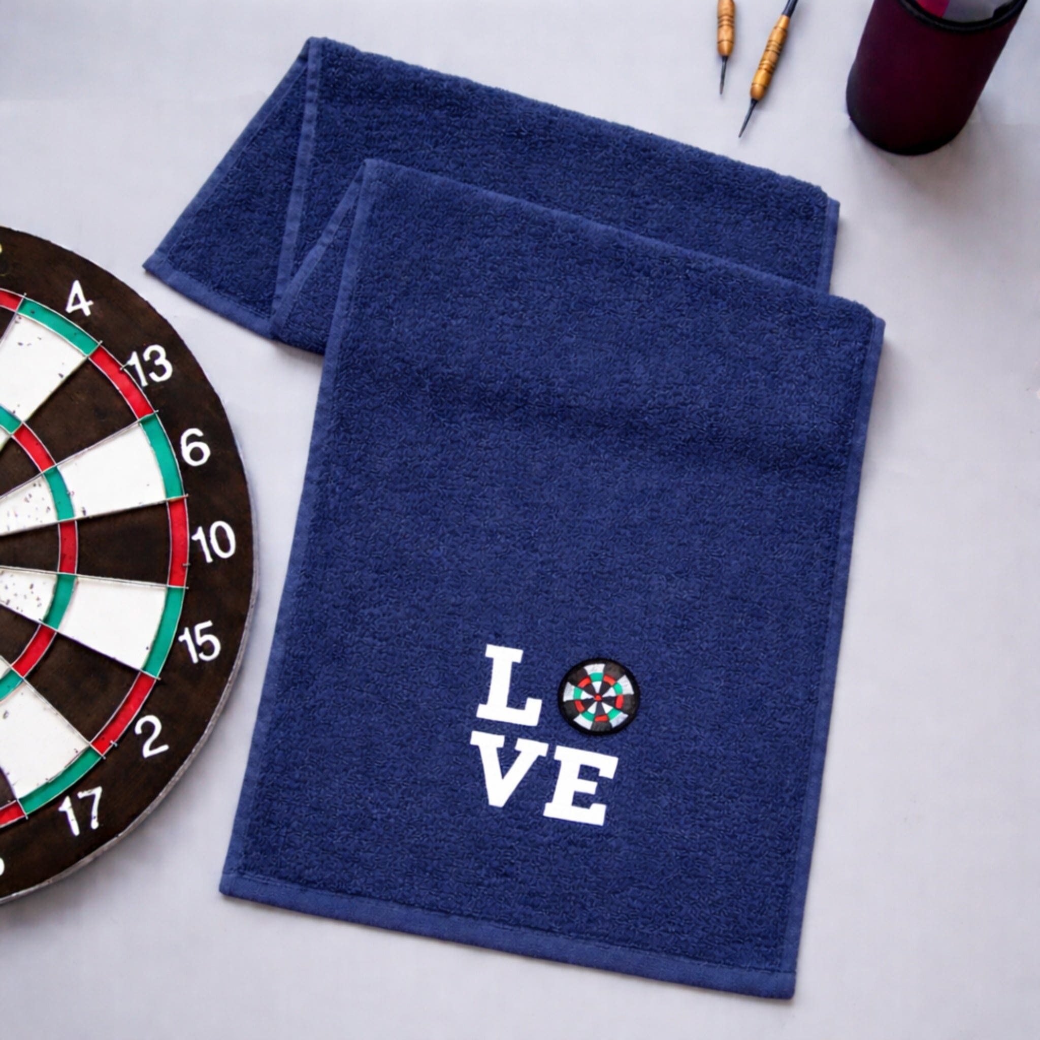 navy darts towel