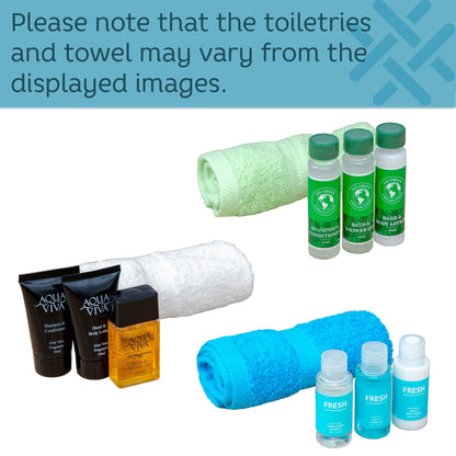 Men's toiletries and towel infographic