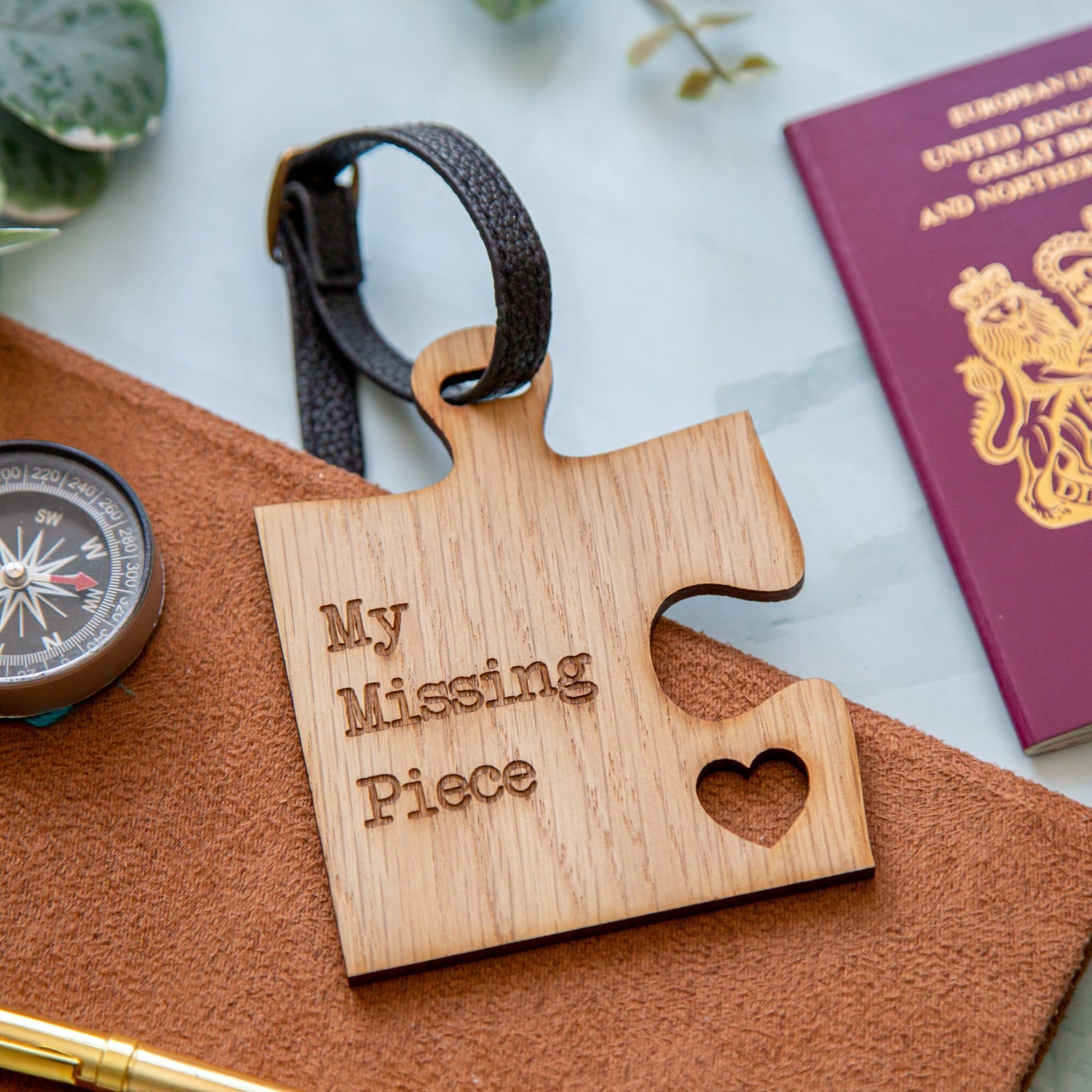 my missing piece romantic luggage tag