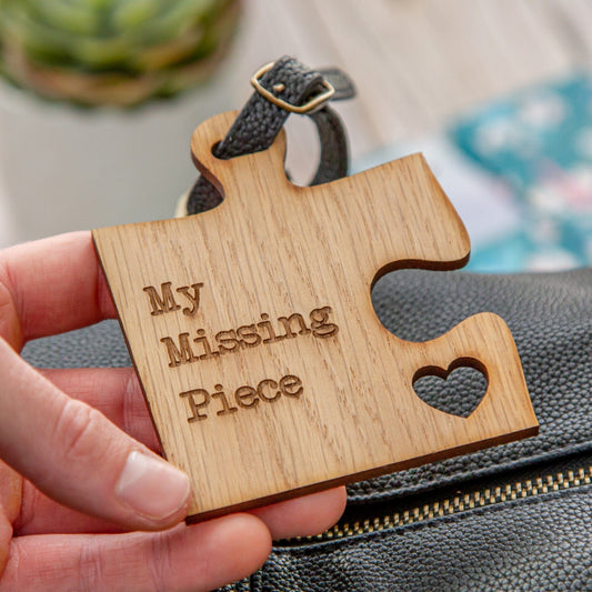 my missing piece romantic luggage tag