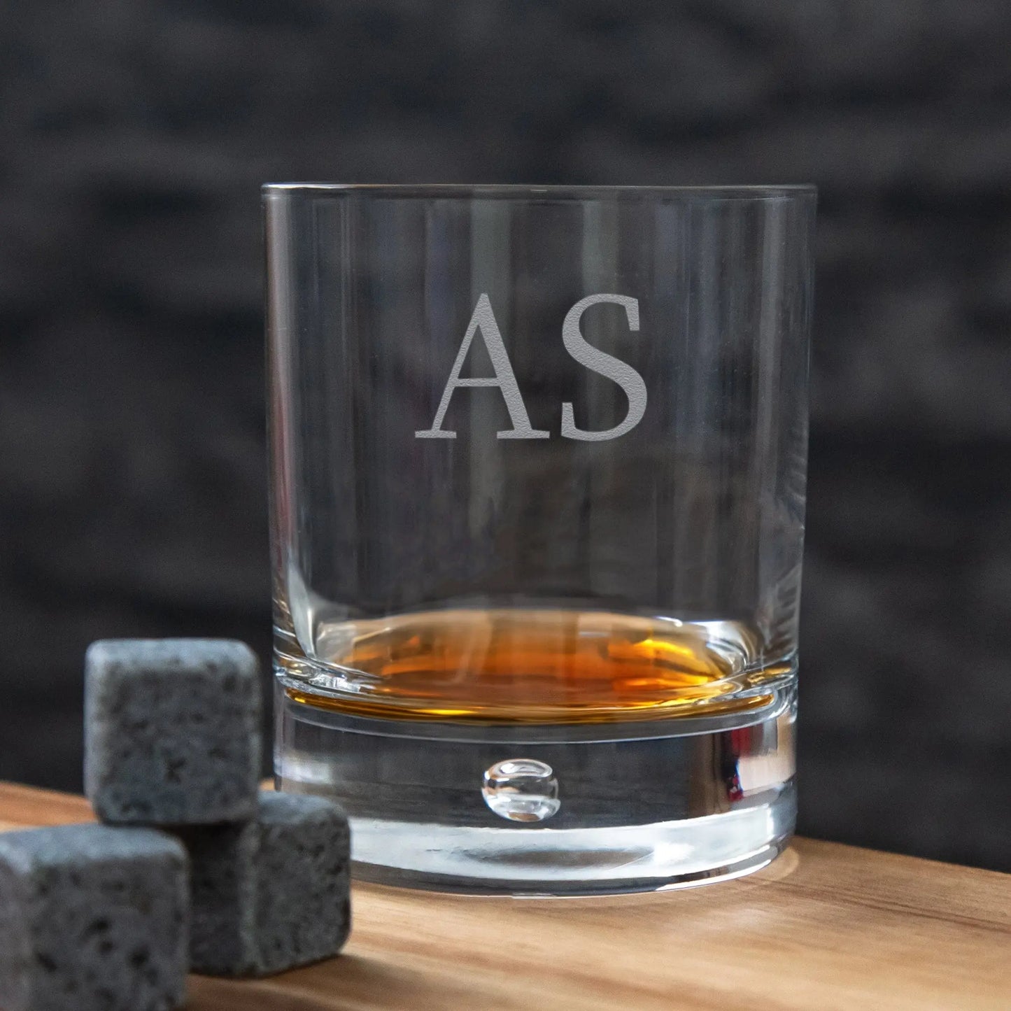 Engraved whiskey glass