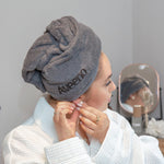 hair turbie towel with business logo