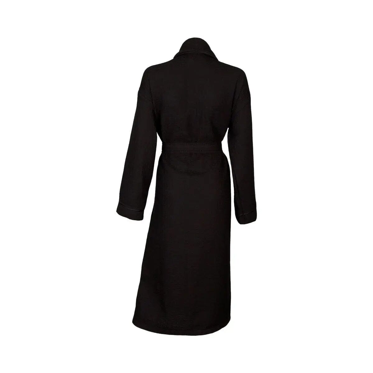 Personalised Back of Robe Aztex Shawl Collar Waffle Dressing Gown Waffle Piping - Black/Black Medium 