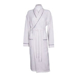 Personalised Back of Robe Aztex Shawl Collar Waffle Dressing Gown Waffle Piping - Grey Medium 