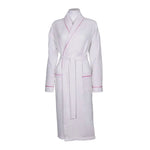 white with pink piping robe