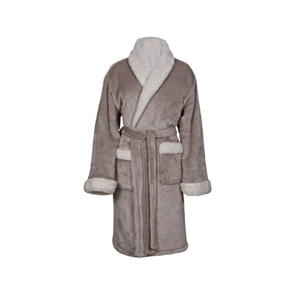 Personalised Back of Robe Sherpa Fleece Dressing Gown - Duncan Stewart 1978 Taupe-Large-Extra-Large Duncan Stewart 1978