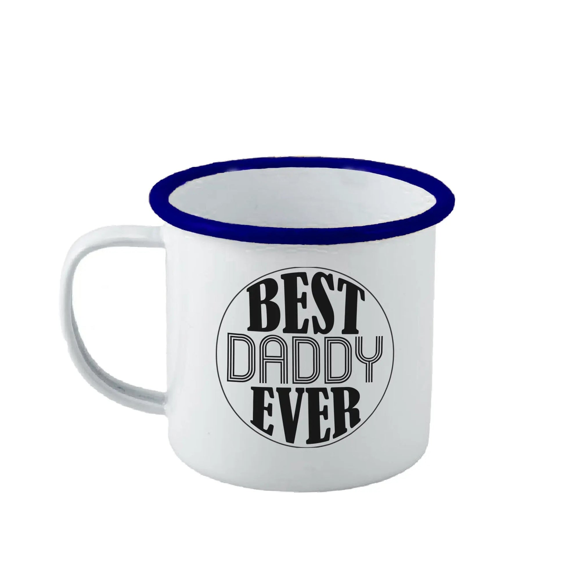 Personalised Best Daddy Ever Enamel Mug - Duncan Stewart 1978 Enamel-White-with-Blue-Rim Duncan Stewart 1978