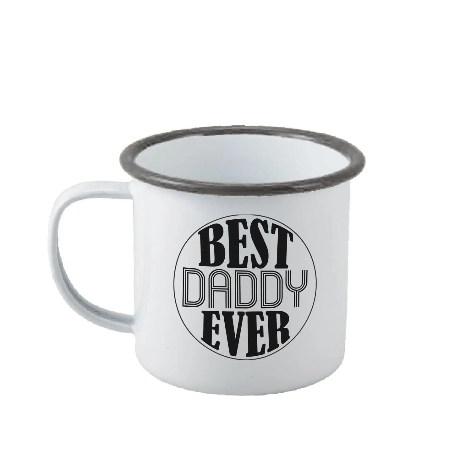 Personalised Best Daddy Ever Enamel Mug - Duncan Stewart 1978 Enamel-White-with-Grey-Rim Duncan Stewart 1978