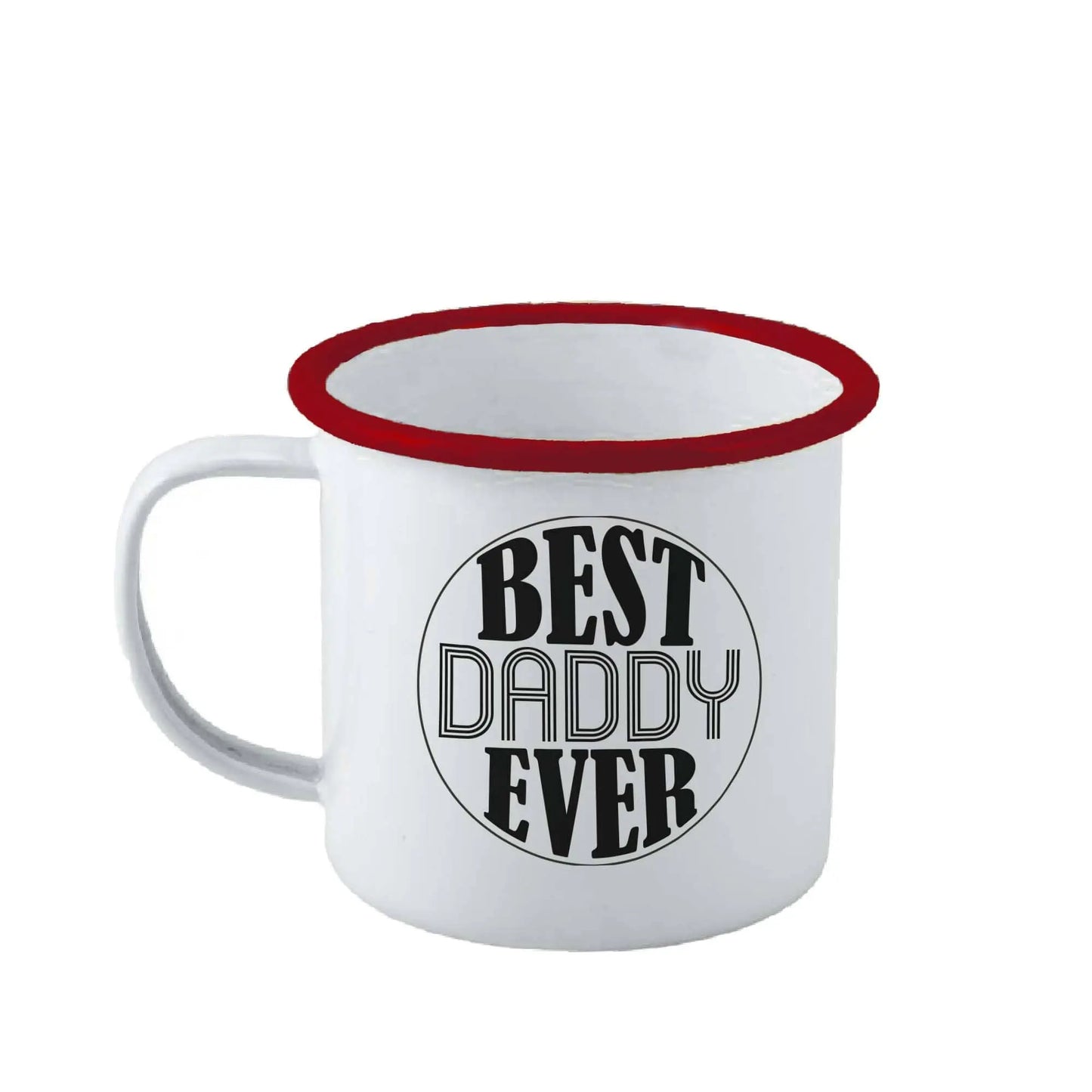Personalised Best Daddy Ever Enamel Mug - Duncan Stewart 1978 Enamel-White-with-Red-Rim Duncan Stewart 1978