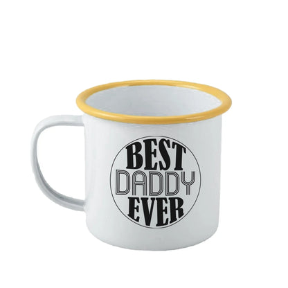 Personalised Best Daddy Ever Enamel Mug - Duncan Stewart 1978 Enamel-White-with-Yellow-Rim Duncan Stewart 1978
