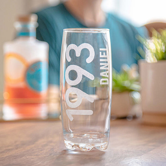 Personalised Birth Year Hi Ball Glass Tumbler   