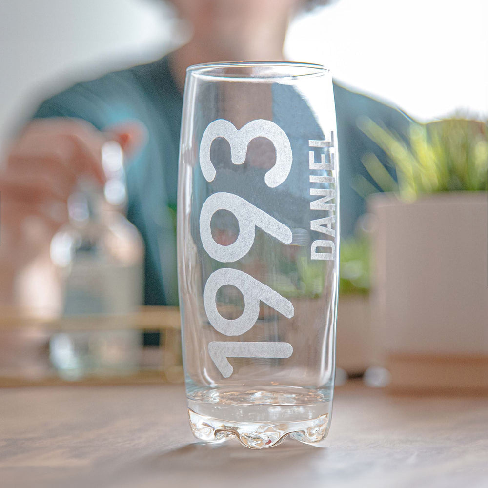 Personalised Birth Year Hi Ball Glass Tumbler 
