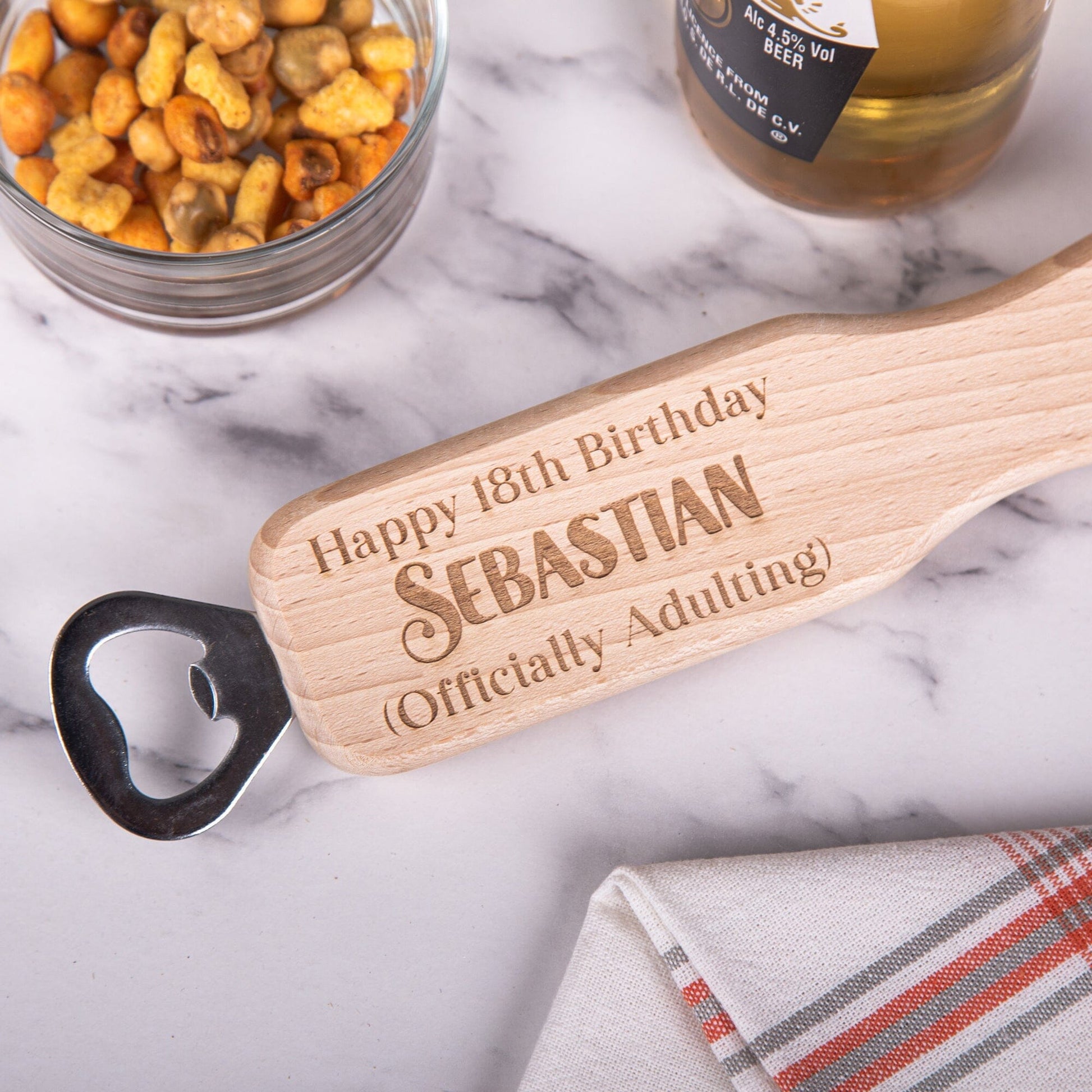 Personalised Birthday Handled Bottle Opener 