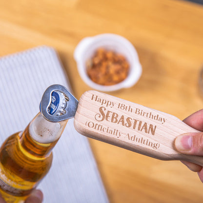 Personalised Birthday Handled Bottle Opener