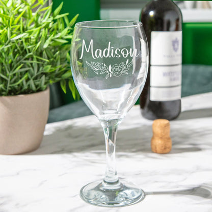 Personalised Botanical Design Wine Glass