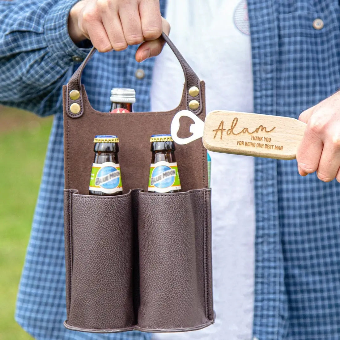 Personalised Bottle Carrier With Bottle Opener
