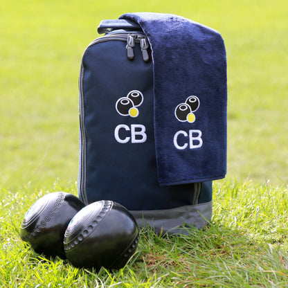 Bowls Shoe Bag and trifold towel set in navy