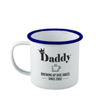 Personalised Brewing Up Dad Jokes Enamel Mug - Duncan Stewart 1978 Enamel-White-with-Blue-Rim Duncan Stewart 1978