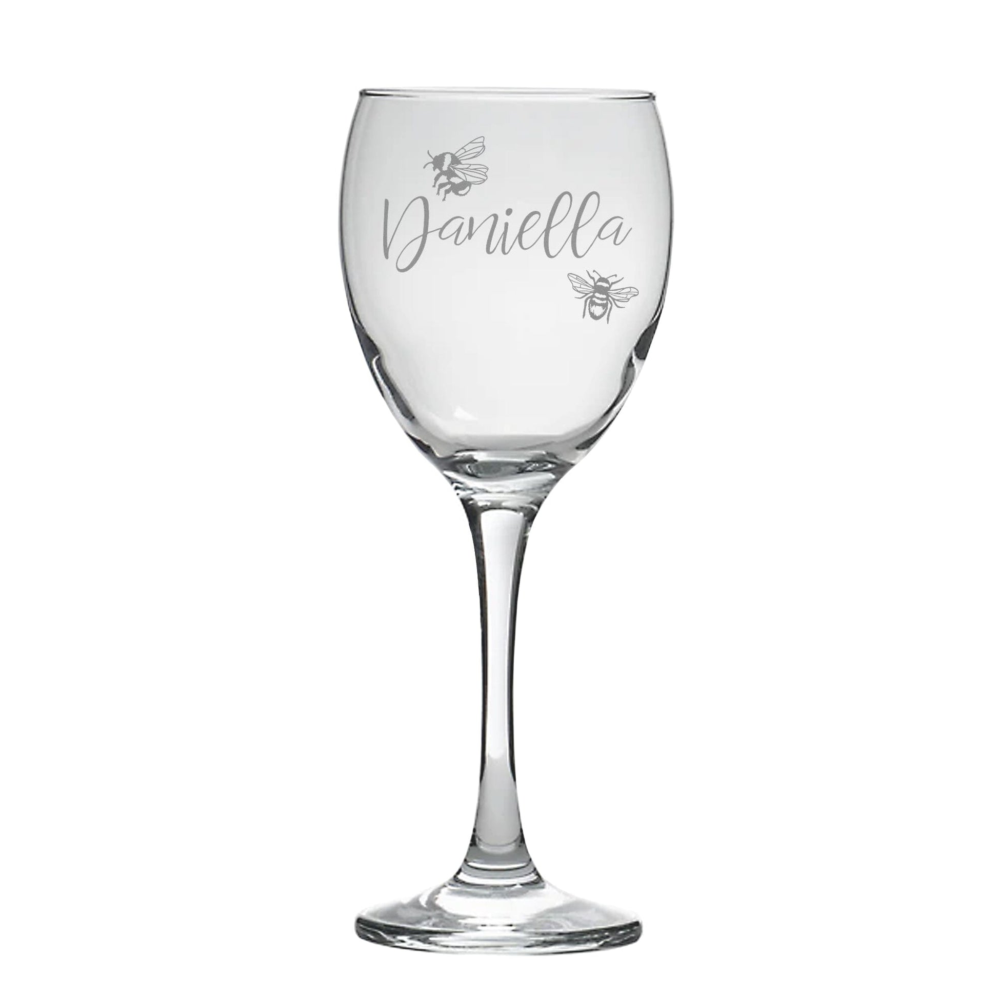 Engraved Initial Design Wine Glass aztex