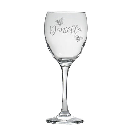 Engraved Initial Design Wine Glass aztex