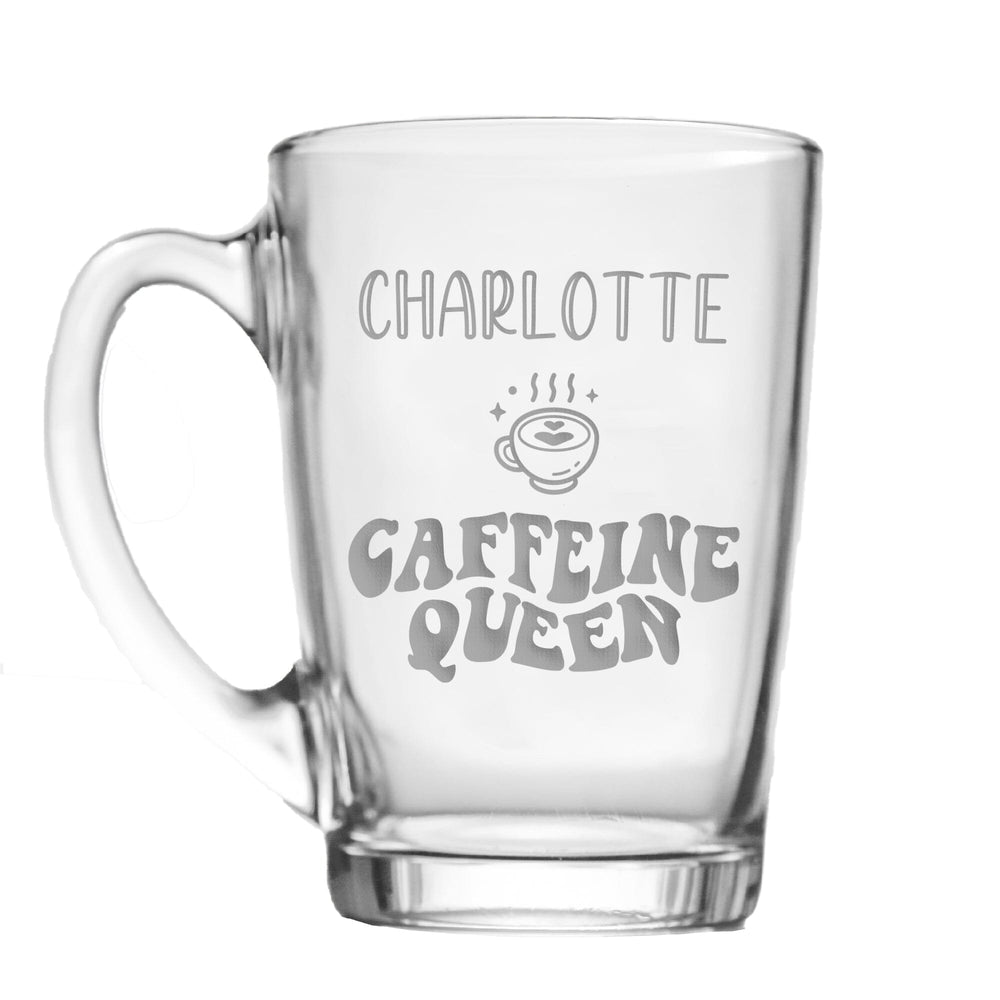 Personalised Caffeine Queen Glass Mug
