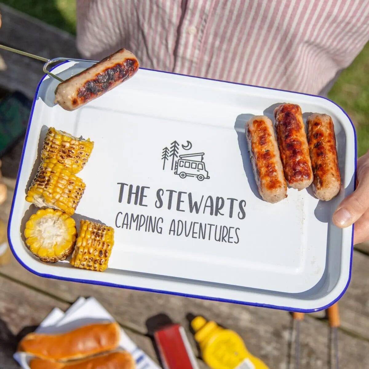 Personalised Camping Enamel Serving Tray   