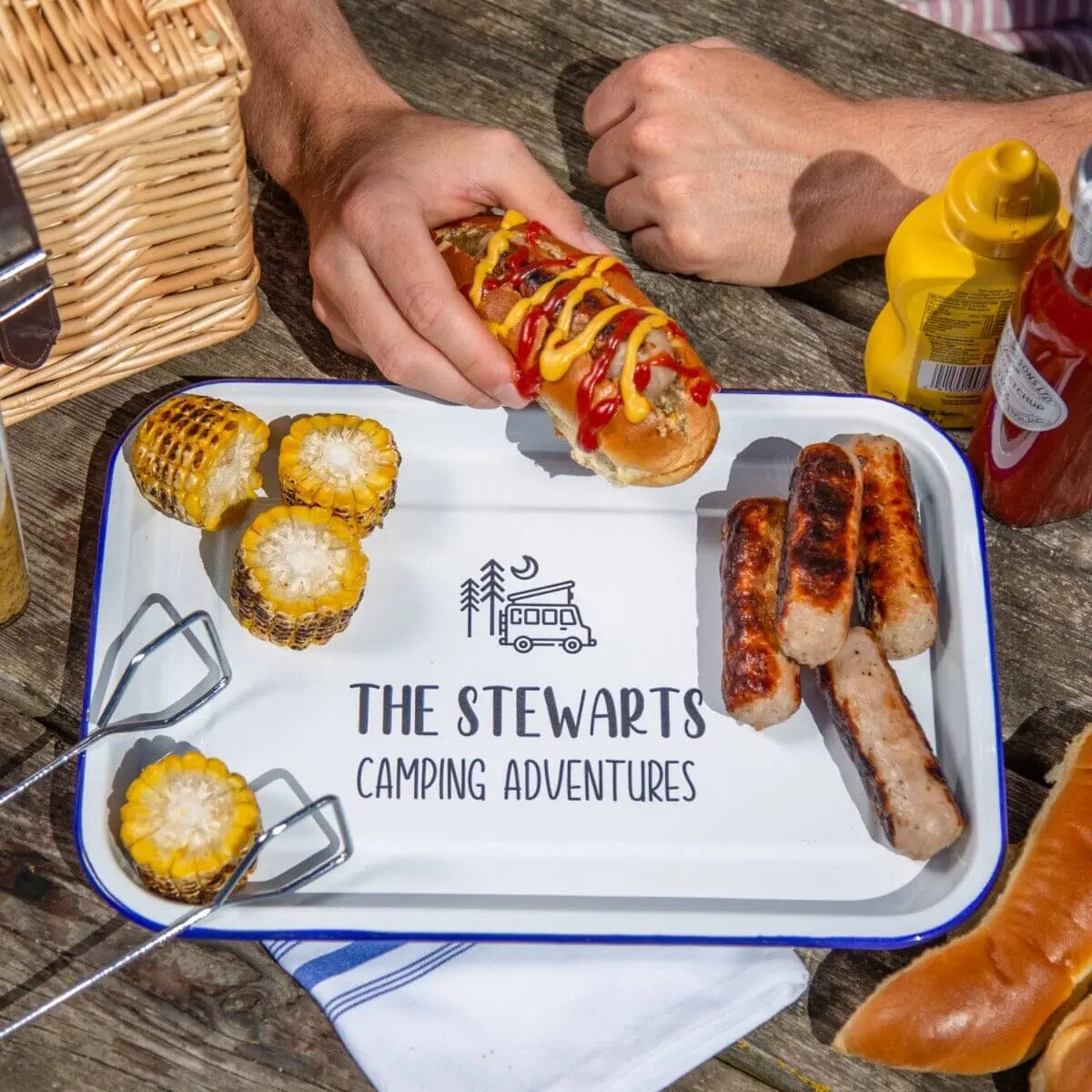 Personalised Camping Enamel Serving Tray   