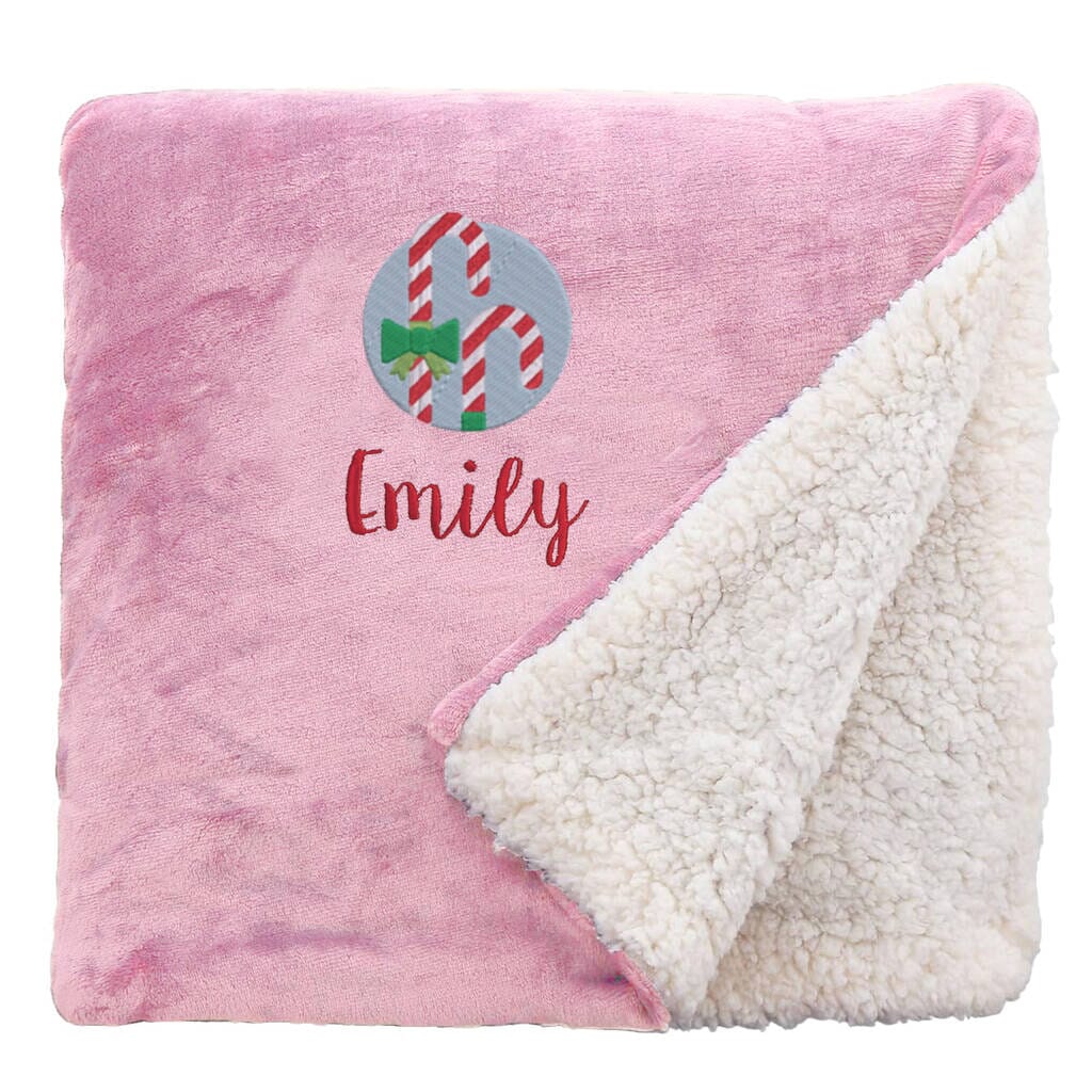 Personalised Candy Canes Christmas Snuggle Blanket