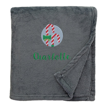 Personalised Candy Canes Christmas Snuggle Blanket