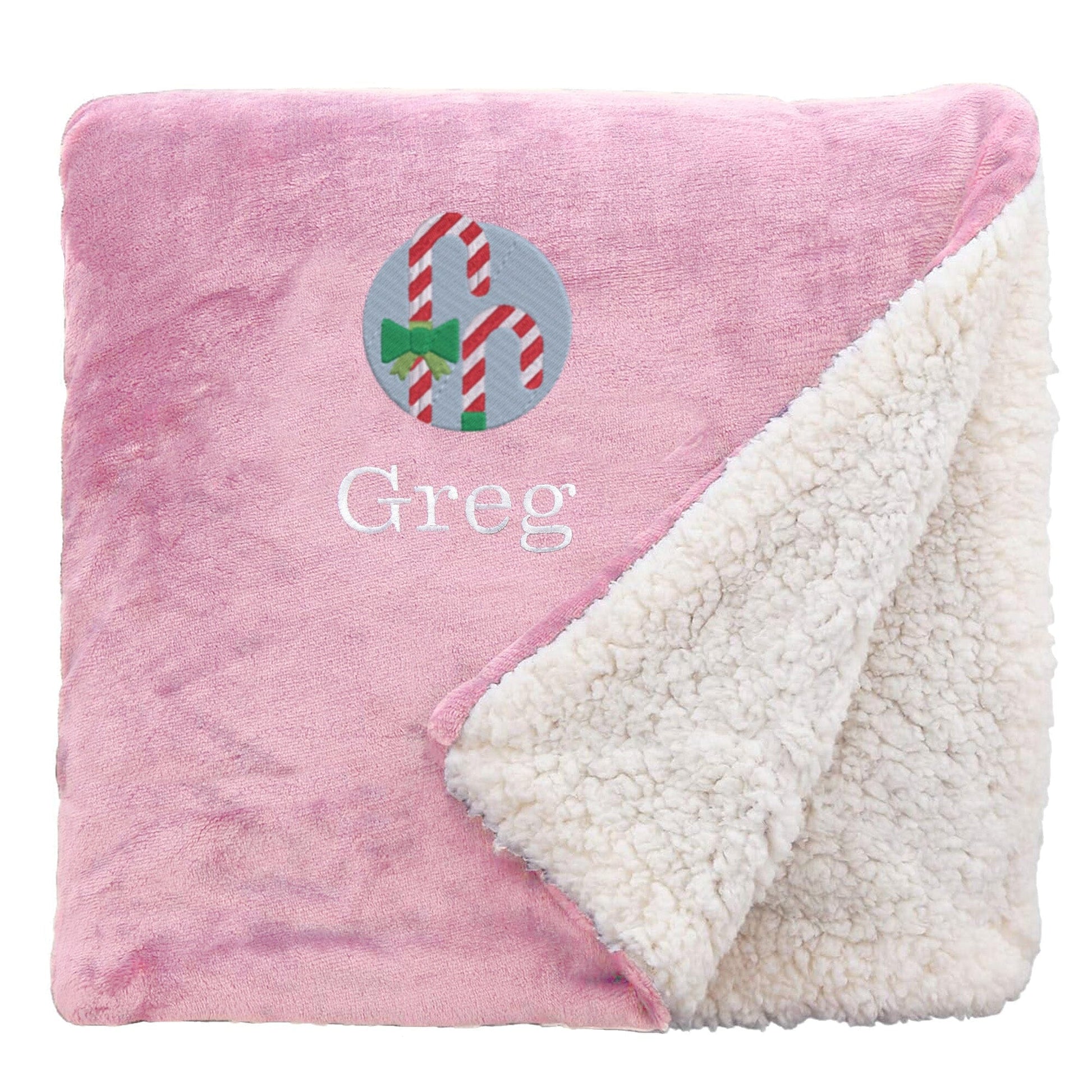 Personalised Candy Canes Christmas Snuggle Blanket