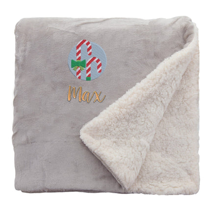 Personalised Candy Canes Christmas Snuggle Blanket