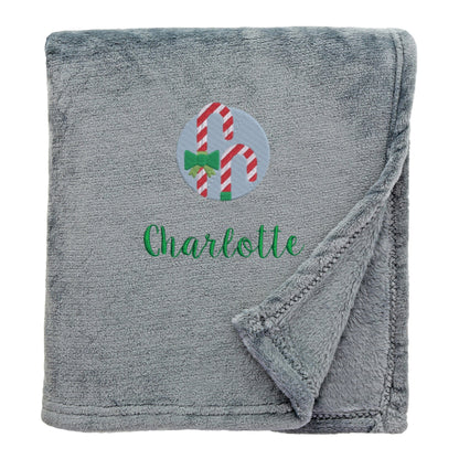 Personalised Candy Canes Christmas Snuggle Blanket