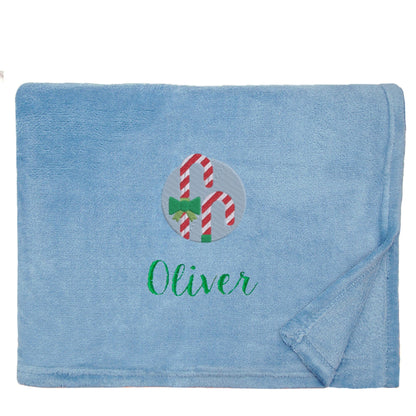 Personalised Candy Canes Christmas Snuggle Blanket