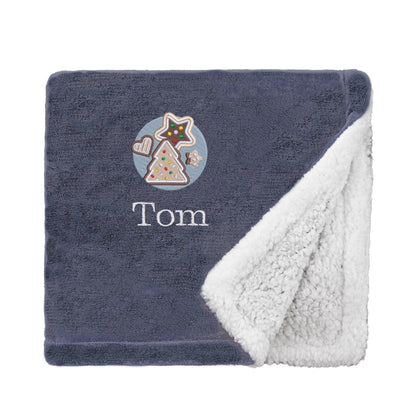 Slate Personalised Christmas Cookies Christmas Mini Sherpa Blanket on White Backdrop