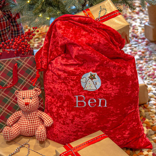 Personalised Christmas Gift Sack With Festive Cookie Designs