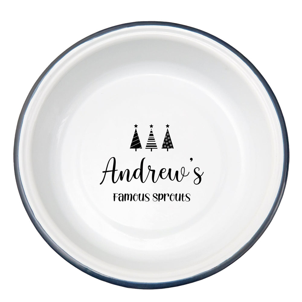 Personalised Christmas Enamel Serving Bowl white backdrop