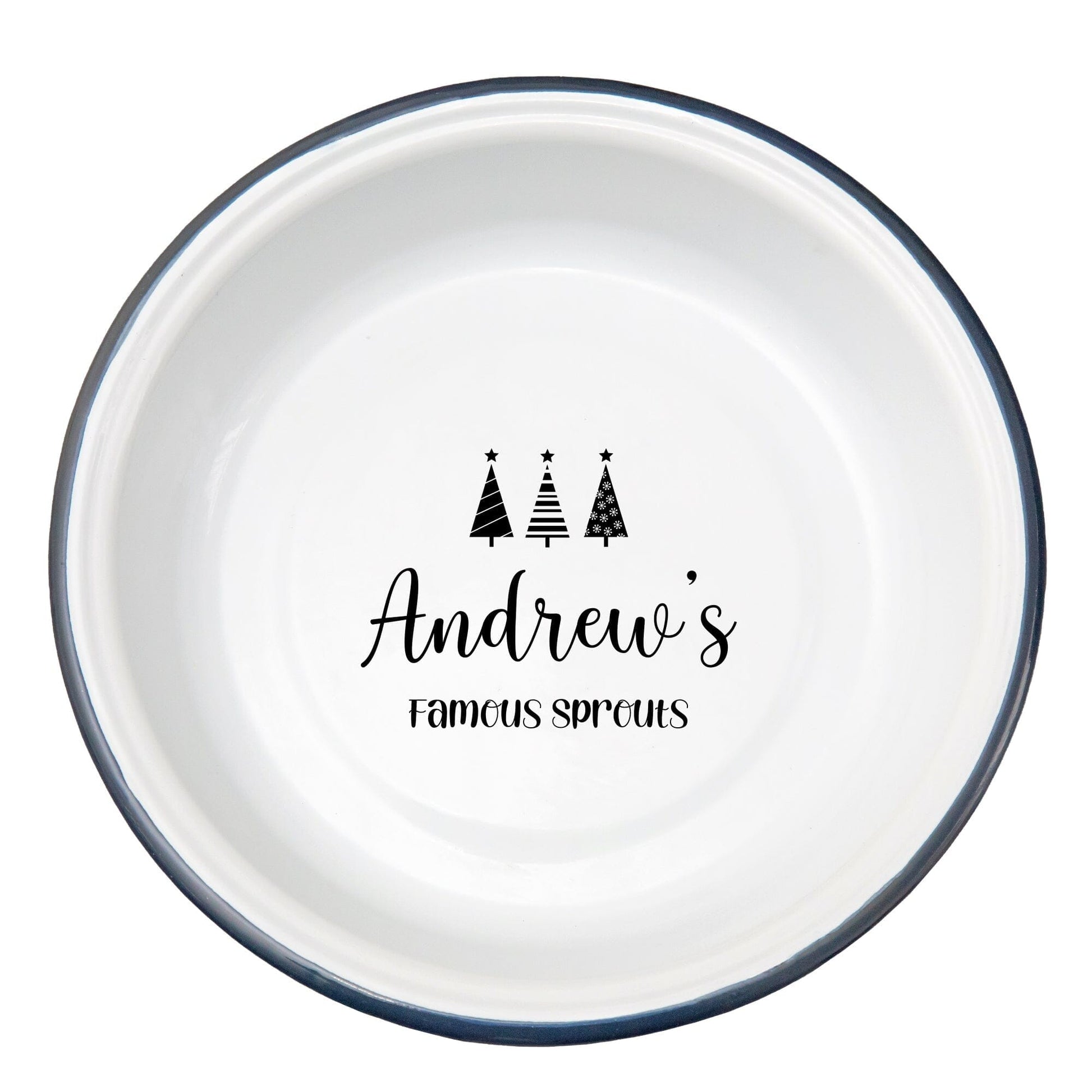 Personalised Christmas Enamel Serving Bowl white backdrop