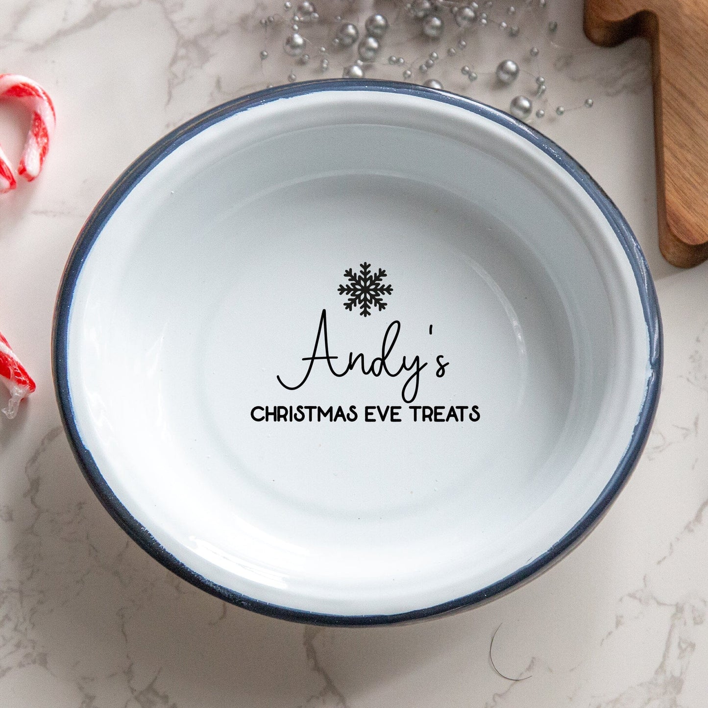 Personalised Christmas Treats Enamel Bowl 