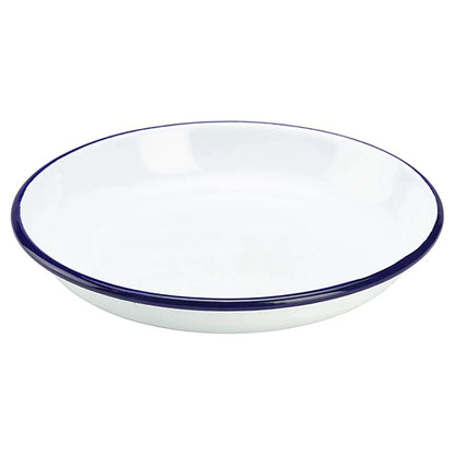 Enamel bowl with blue rim