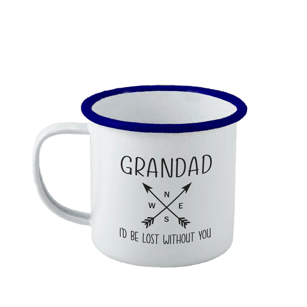 Personalised Compass Enamel Mug - Duncan Stewart 1978 Enamel-White-with-Blue-Rim Duncan Stewart 1978