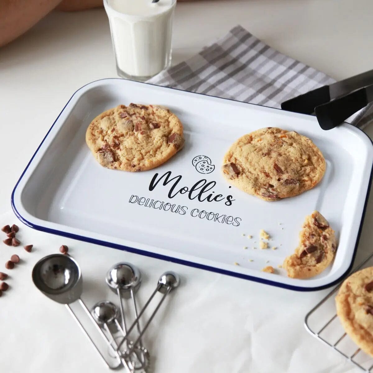 Personalised Cookies Enamel Baking Tray with cookies and baking props 