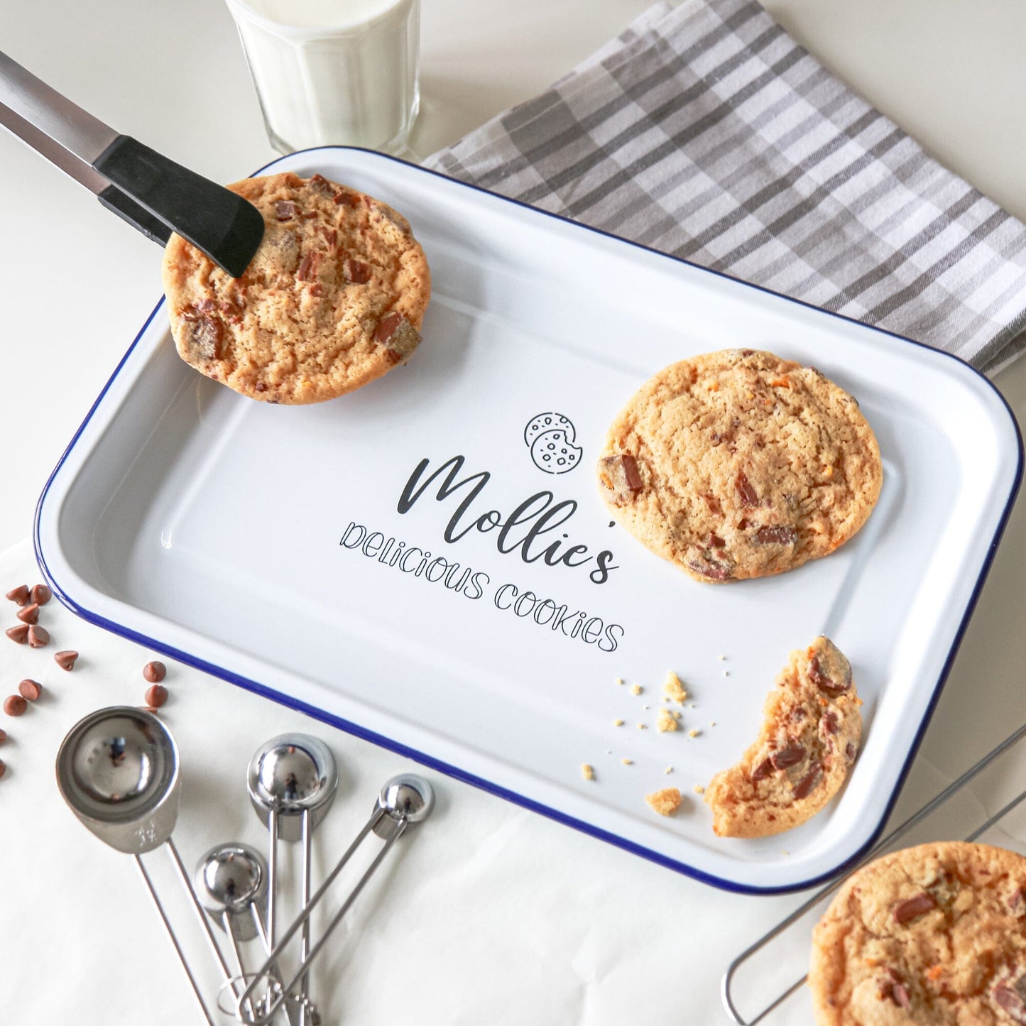 Personalised Cookies Enamel Baking Tray with cookies and baking props 