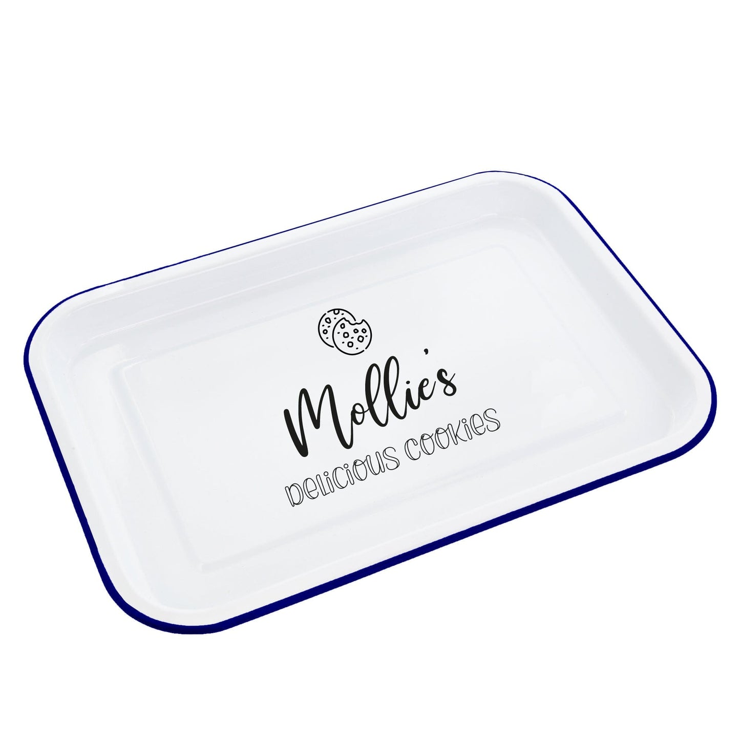 Personalised Cookies Enamel Baking Tray - white backdrop