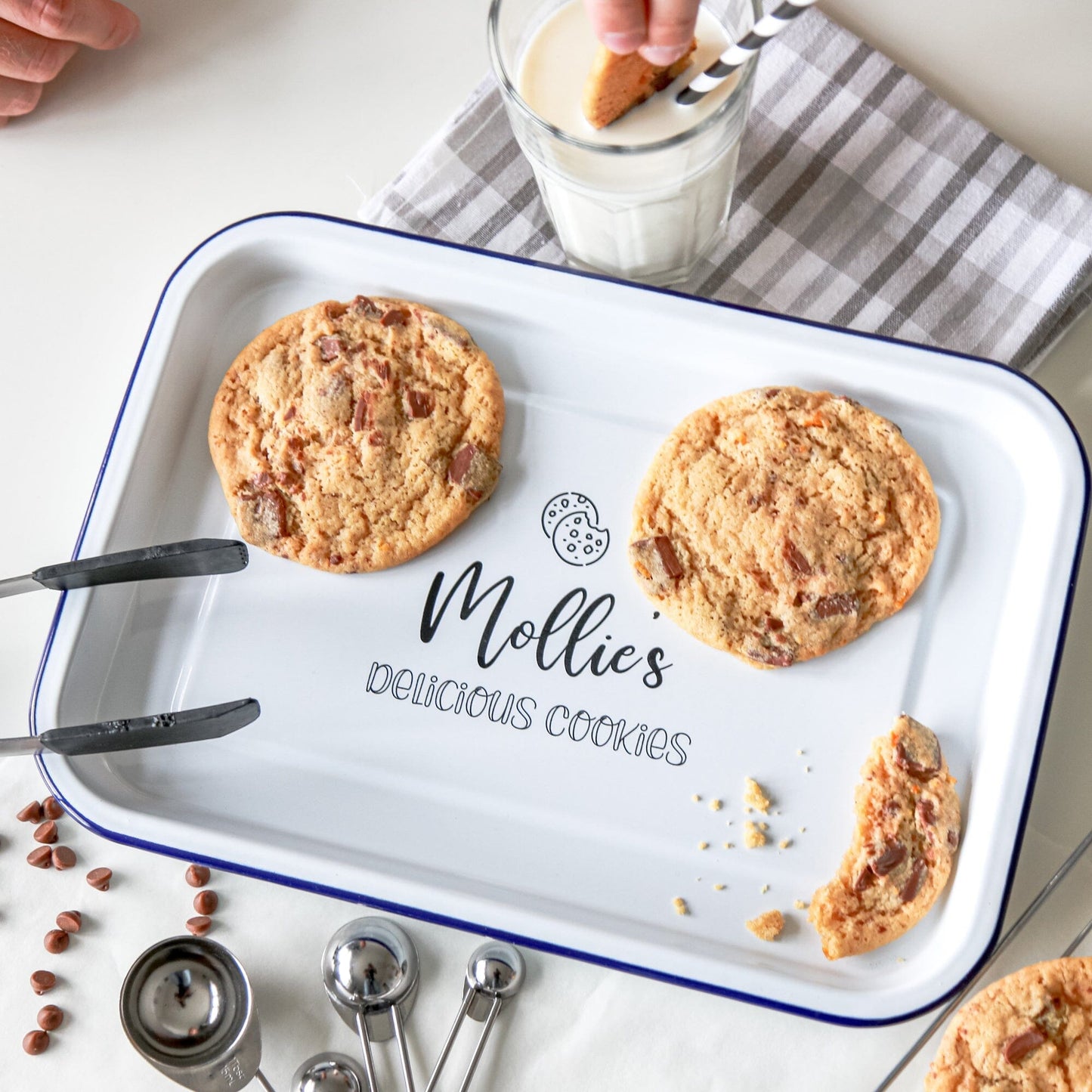 Personalised Cookies Enamel Baking Tray with cookies and baking props 