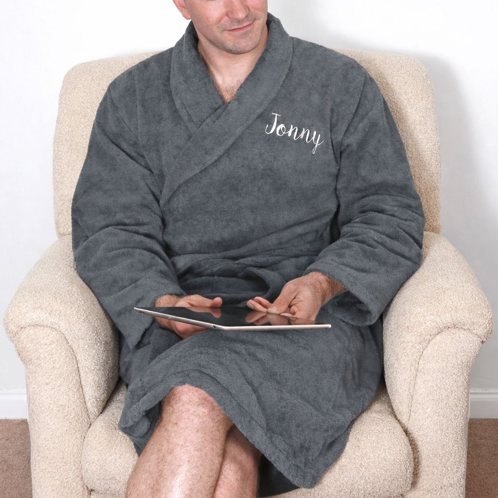 Personalised Cotton Shawl Collar Bathrobe 400gsm