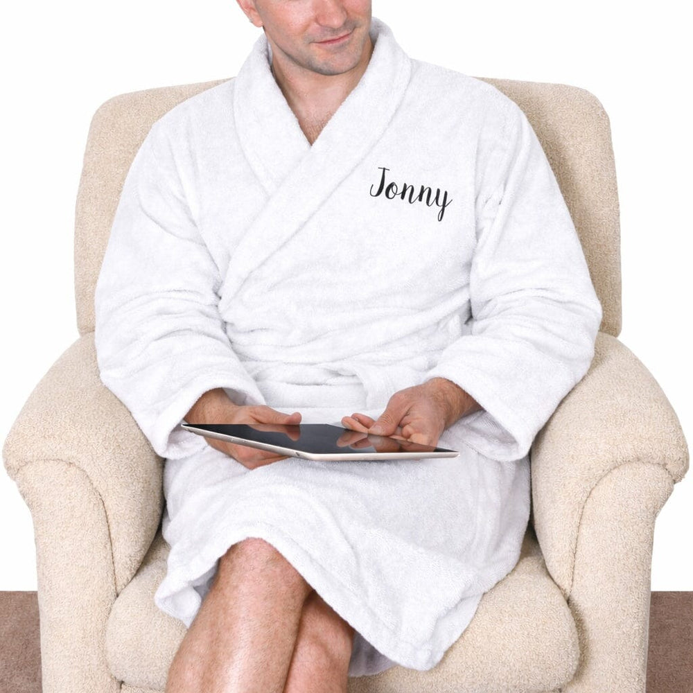 Personalised Cotton Shawl Collar Bathrobe 400gsm