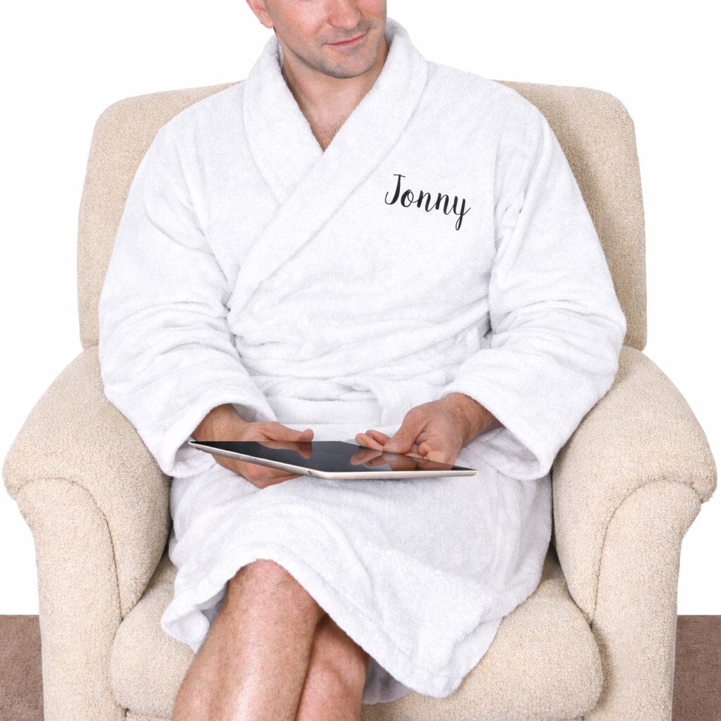 Personalised Cotton Shawl Collar Bathrobe 400gsm